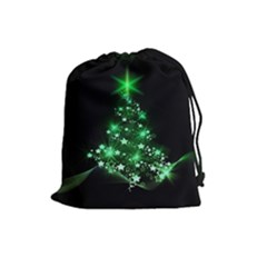 Christmas Tree Background Drawstring Pouches (large) 