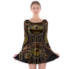 Eye Technology Long Sleeve Skater Dress by BangZart