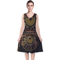 Eye Technology V-neck Midi Sleeveless Dress 