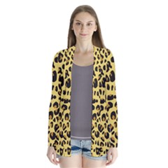 Animal Fur Skin Pattern Form Drape Collar Cardigan