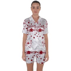 Christmas Star Snowflake Satin Short Sleeve Pyjamas Set