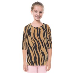 Animal Tiger Seamless Pattern Texture Background Kids  Quarter Sleeve Raglan Tee