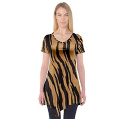 Animal Tiger Seamless Pattern Texture Background Short Sleeve Tunic 