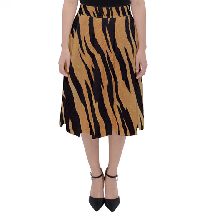Animal Tiger Seamless Pattern Texture Background Folding Skater Skirt