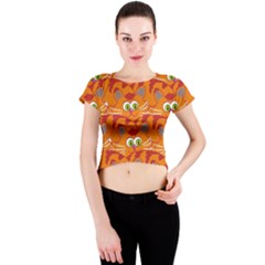 Animals Pet Cats Mammal Cartoon Crew Neck Crop Top by BangZart