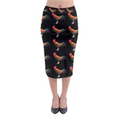 Background Pattern Chicken Fowl Midi Pencil Skirt