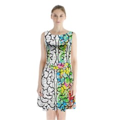 Brain Mind Psychology Idea Hearts Sleeveless Waist Tie Chiffon Dress