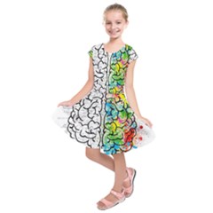 Brain Mind Psychology Idea Hearts Kids  Short Sleeve Dress