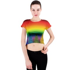 Christmas Colorful Rainbow Colors Crew Neck Crop Top