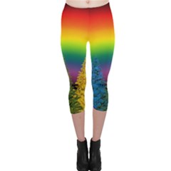 Christmas Colorful Rainbow Colors Capri Leggings 