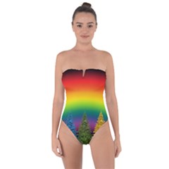 Christmas Colorful Rainbow Colors Tie Back One Piece Swimsuit