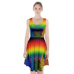 Christmas Colorful Rainbow Colors Racerback Midi Dress