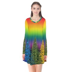 Christmas Colorful Rainbow Colors Flare Dress