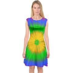 Spot Explosion Star Experiment Capsleeve Midi Dress by BangZart