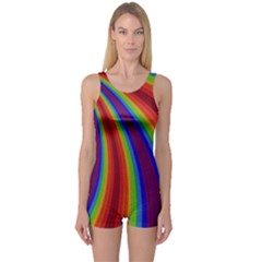 Abstract Pattern Lines Wave One Piece Boyleg Swimsuit