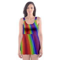 Abstract Pattern Lines Wave Skater Dress Swimsuit