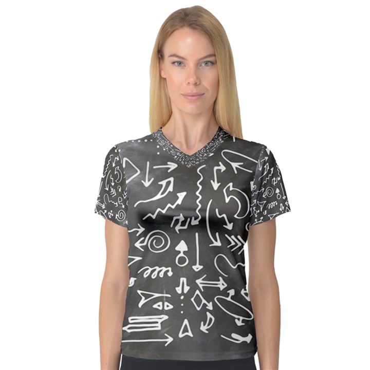 Arrows Board School Blackboard V-Neck Sport Mesh Tee