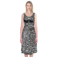 Arrows Board School Blackboard Midi Sleeveless Dress