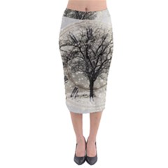 Snow Snowfall New Year S Day Midi Pencil Skirt