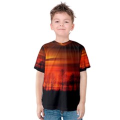 Tree Series Sun Orange Sunset Kids  Cotton Tee