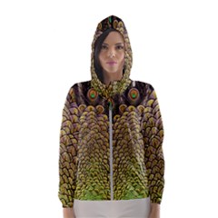 Peacock Feathers Wheel Plumage Hooded Wind Breaker (women)