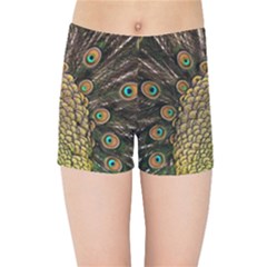 Peacock Feathers Wheel Plumage Kids Sports Shorts