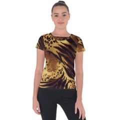 Pattern Tiger Stripes Print Animal Short Sleeve Sports Top 