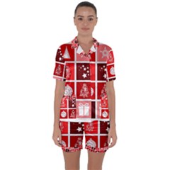 Christmas Map Innovative Modern Satin Short Sleeve Pyjamas Set by BangZart