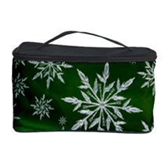 Christmas Star Ice Crystal Green Background Cosmetic Storage Case