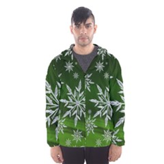 Christmas Star Ice Crystal Green Background Hooded Wind Breaker (men)