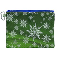 Christmas Star Ice Crystal Green Background Canvas Cosmetic Bag (xxl)