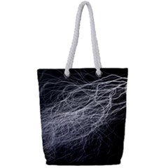 Flash Black Thunderstorm Full Print Rope Handle Tote (small)