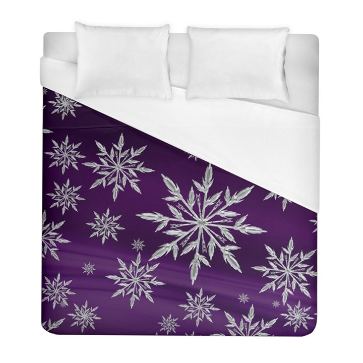 Christmas Star Ice Crystal Purple Background Duvet Cover (Full/ Double Size)