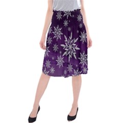 Christmas Star Ice Crystal Purple Background Midi Beach Skirt