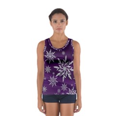 Christmas Star Ice Crystal Purple Background Sport Tank Top 