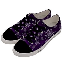 Christmas Star Ice Crystal Purple Background Men s Low Top Canvas Sneakers