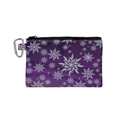 Christmas Star Ice Crystal Purple Background Canvas Cosmetic Bag (small)