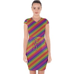 Spectrum Psychedelic Capsleeve Drawstring Dress 