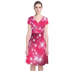 Christmas Star Advent Background Short Sleeve Front Wrap Dress