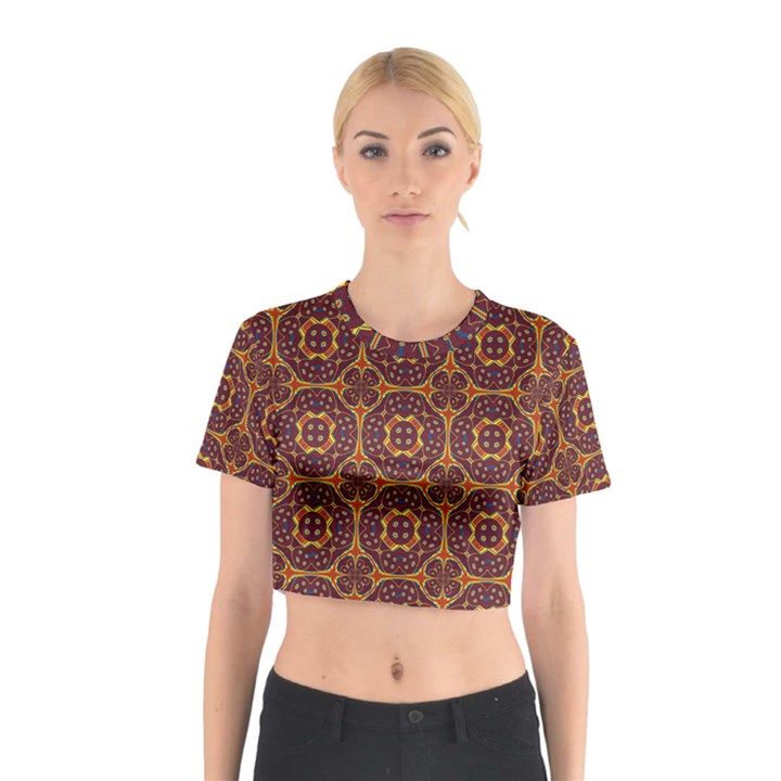 Geometric Pattern Cotton Crop Top