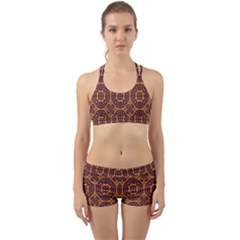 Geometric Pattern Back Web Sports Bra Set by linceazul