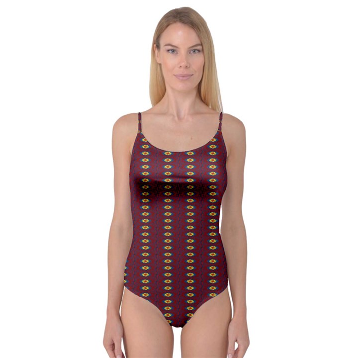 Geometric Pattern Camisole Leotard 