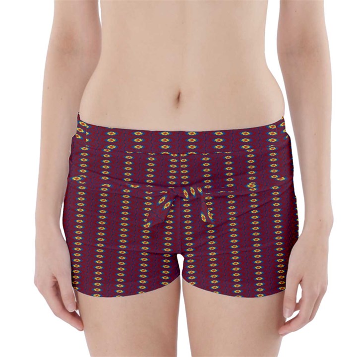 Geometric Pattern Boyleg Bikini Wrap Bottoms