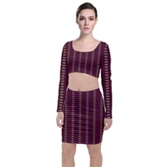 Geometric Pattern Long Sleeve Crop Top & Bodycon Skirt Set by linceazul