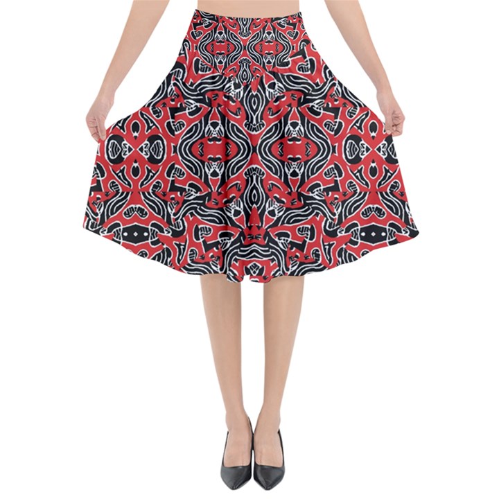 Exotic Intricate Modern Pattern Flared Midi Skirt