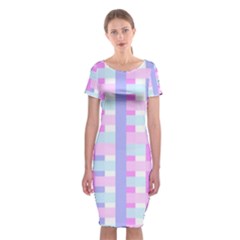 Gingham Nursery Baby Blue Pink Classic Short Sleeve Midi Dress