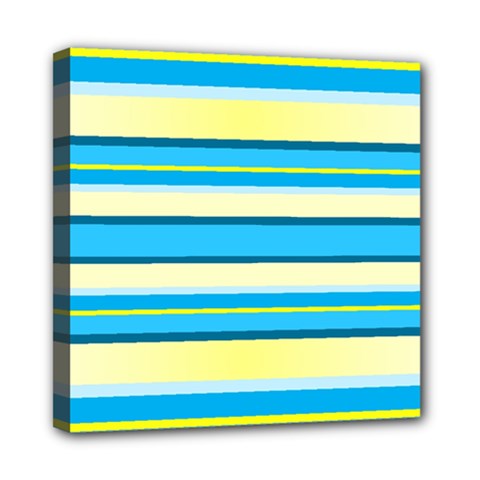 Stripes Yellow Aqua Blue White Mini Canvas 8  x 8 