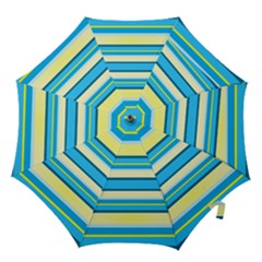 Stripes Yellow Aqua Blue White Hook Handle Umbrellas (Medium)