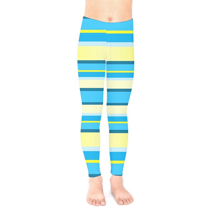 Stripes Yellow Aqua Blue White Kids  Legging