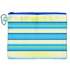 Stripes Yellow Aqua Blue White Canvas Cosmetic Bag (XXL)